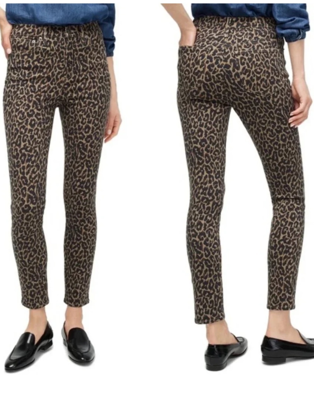 J. Crew High Rise Toothpick Skinny Leopard Print Jeans, Size 30, NWT